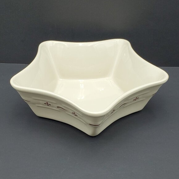 Longaberger Woven Traditions Red Star Shaped Bowl Paprika Casserole Serving Dish - Picture 3 of 7